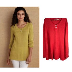 Soft Surroundings Wickfield Sweater 1X Orange Red Cotton Linen Boho Lagenlook